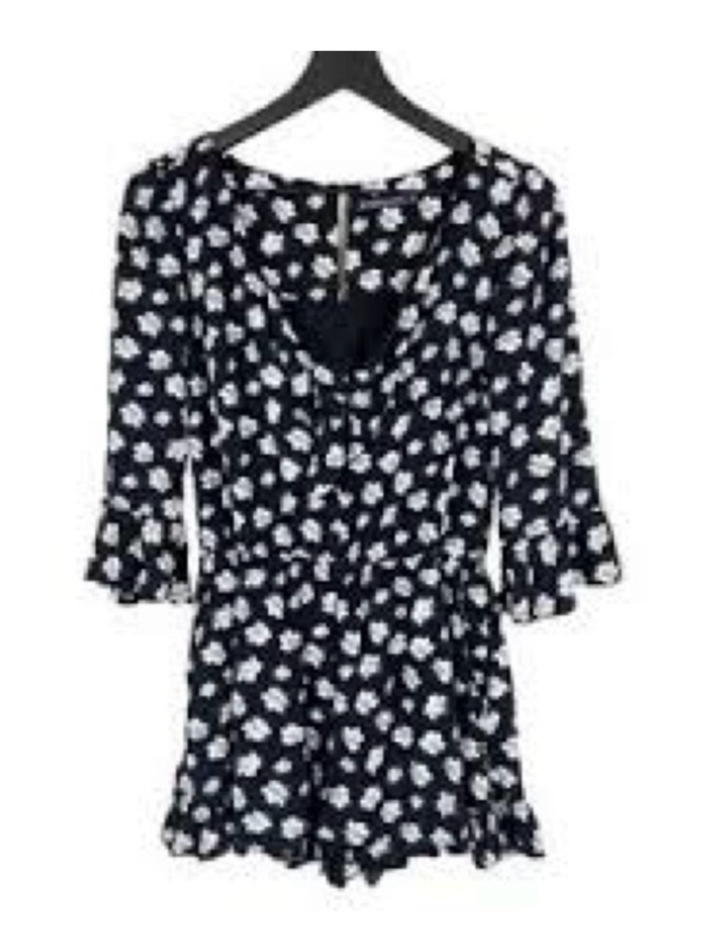 Abercrombie & Fitch Black Floral Romper M Wrap Tie Waist Ruffle